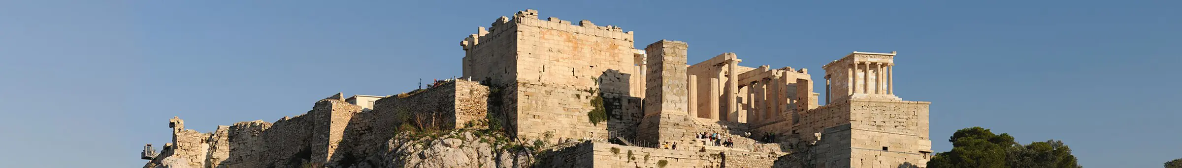 The Acropolis of Athens, the Propylaea and the Temple of Athena Nike in evening light